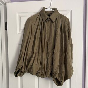 NWOT, Zara Viral Olive Green Bubble Jacket